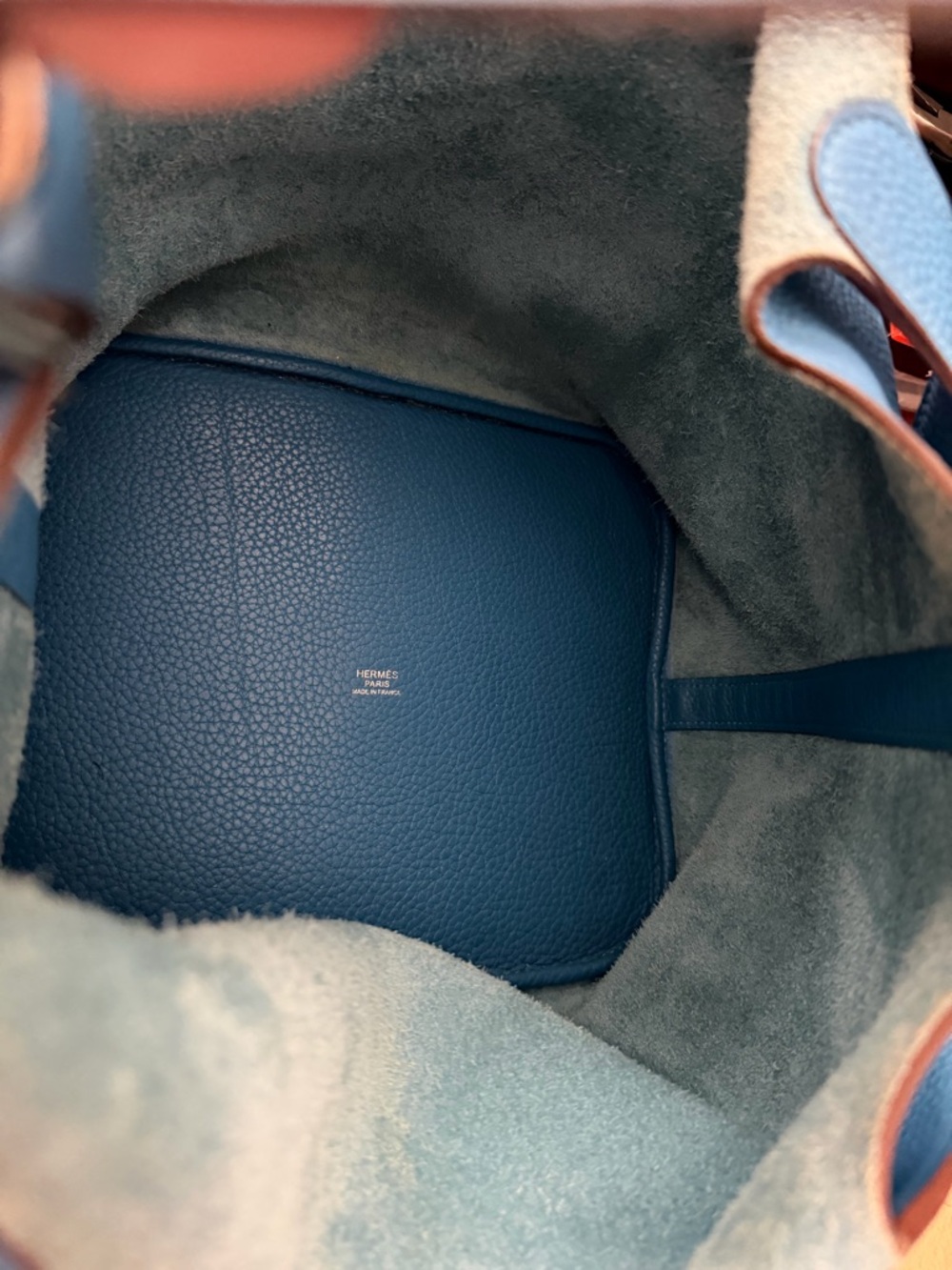 Pre-Owned Hermes GM Picotin Lock Bag Blue Clemence - Picture 4 of 15